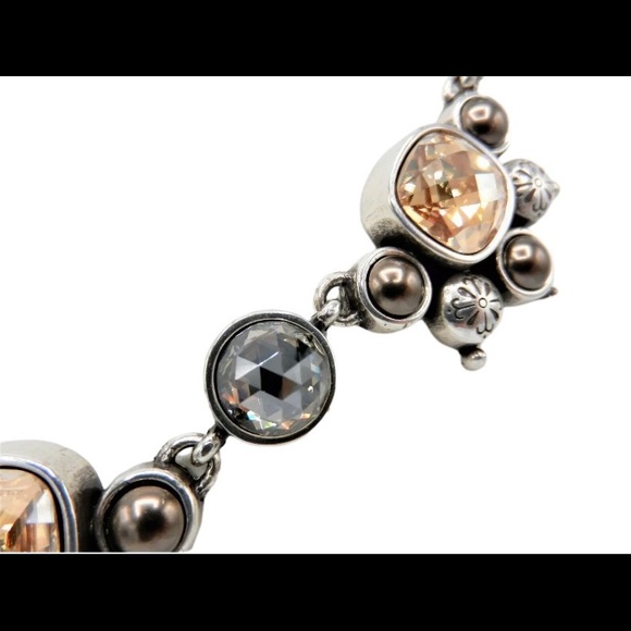 Selene Neutral Brighton Necklace Cabochon Pearls Yellow Clear Crystals Retired - Picture 2 of 5